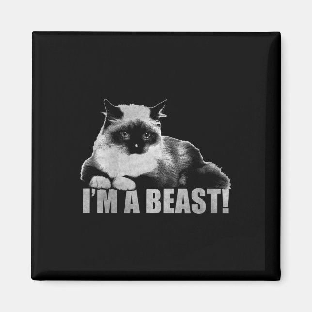 Imán Estampado gráfico de moda de gato soy una bestia (Frente)
