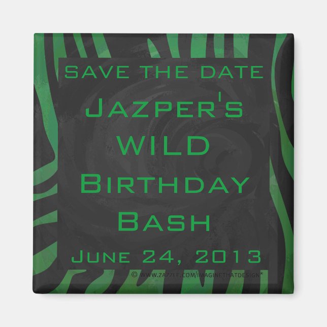 Imán Estampado Monograma Cebra Negro y Verde (Frente)