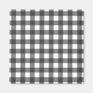 Imán Estampado Vichy negro y blanco de cuadros