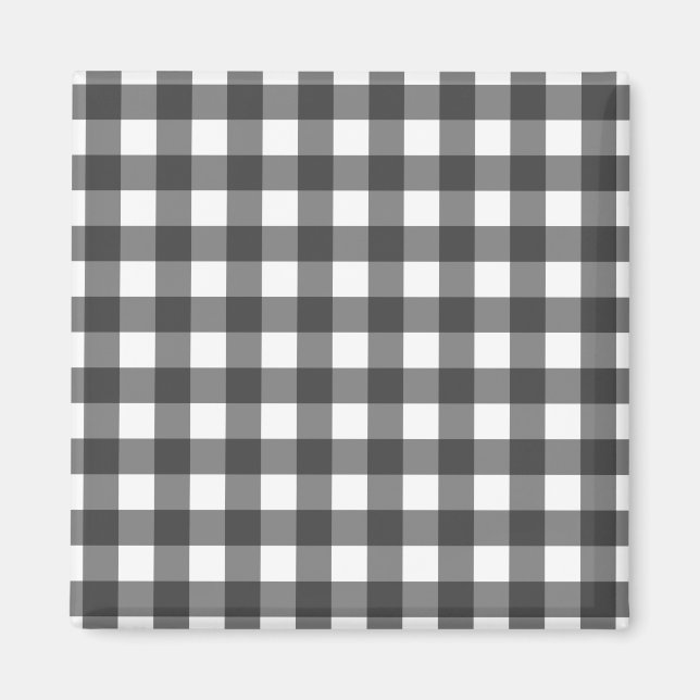 Imán Estampado Vichy negro y blanco de cuadros (Frente)