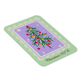 Imán Estampillas de la tarjeta navideña de vacaciones m