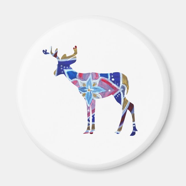 Imán Estándar, 5,7 Cm Redondo Magnet Mandala Deer (Frente)