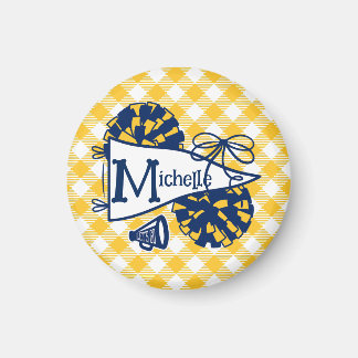 Imán Estandarte de ánimo Blue Gold Cheer Personalizado