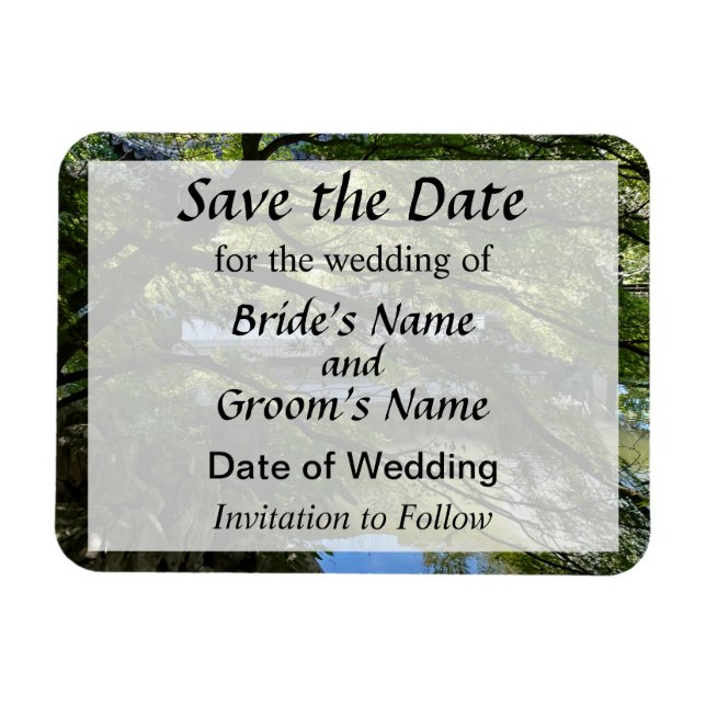 Imán Estanque de Koi en Jardín Chino Save the Date (Horizontal)