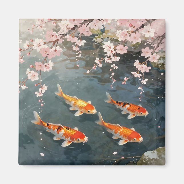 Imán Estanque de Koi Flor de Cerezo Serenidad (Frente)