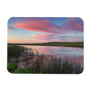 Imán Estanque de pradera refleja nubes brillantes del a