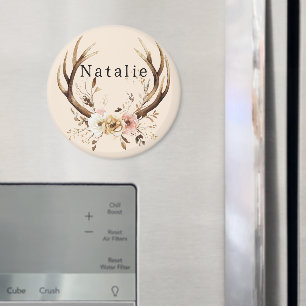 Imán Estanques de venado floral crema rosa personalizad