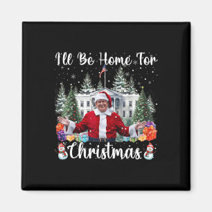Imán Estaré en casa para los Navidades Santa Claus Trum