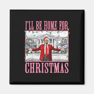Imán Estaré en casa para los Navidades Santa Funny Trum