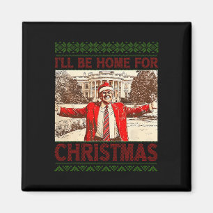 Imán Estaré en casa para los Navidades Santa Funny Trum
