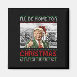 Imán Estaré en casa para los Navidades Santa Funny Trum