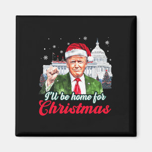 Imán Estaré en casa para Navidades Divertido Santa Clau