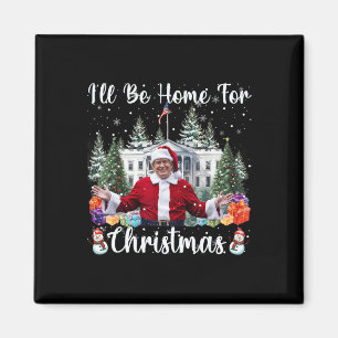 Imán Estaré en casa para Navidades Divertido Santa Clau