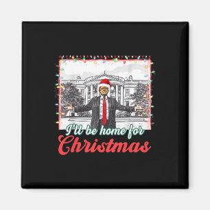 Imán Estaré en casa para Navidades Divertido Santa Clau