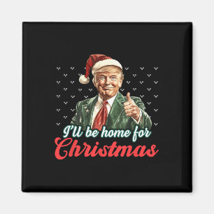 Imán Estaré en casa para Navidades Divertido Santa Clau
