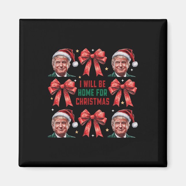 Imán Estaré en casa para Navidades Divertidos de Santa  (Frente)