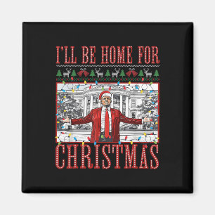 Imán Estaré en casa para Navidades sudorosos Santa Tru