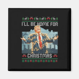 Imán Estaré en casa para Navidades sudorosos Santa Tru