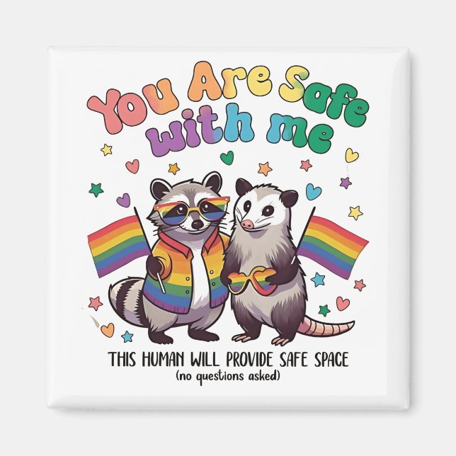 Imán Estás A Salvo Conmigo, Animal LGBT Raccoon (Frente)