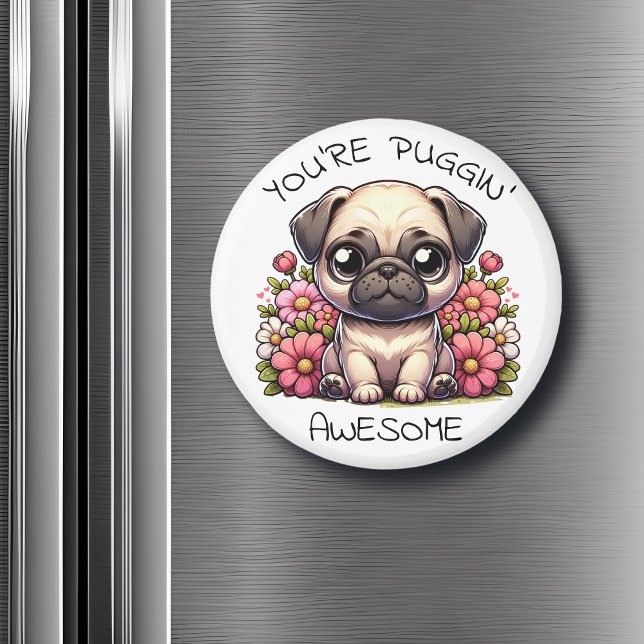 Imán Estás empapando. | Cute Pug Pun (Subido por el creador)