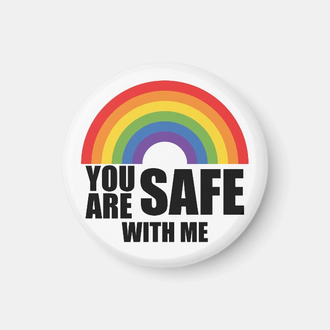 Imán Estás Seguro Conmigo Orgullo Arcoíris LGBTQ (Frente)
