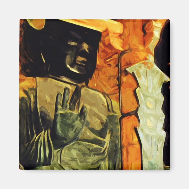 Imán Estatua budista en templo Resumen impresionismo (Frente)