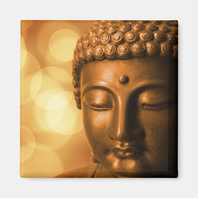 Imán Estatua de Buda de Bronce con fondo de Bokeh de Or (Frente)