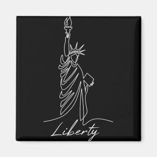 Imán Estatua de la Libertad Dibujada a Mano en una Líne