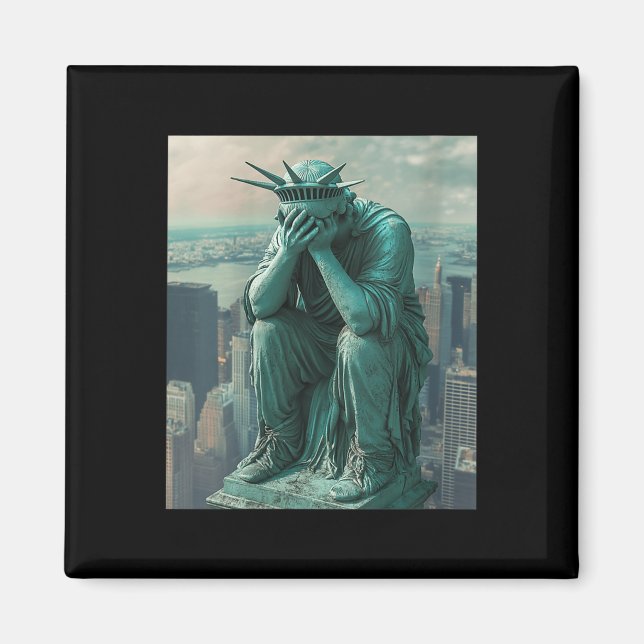 Imán Estatua De La Libertad Facepalm V-cuello (Frente)
