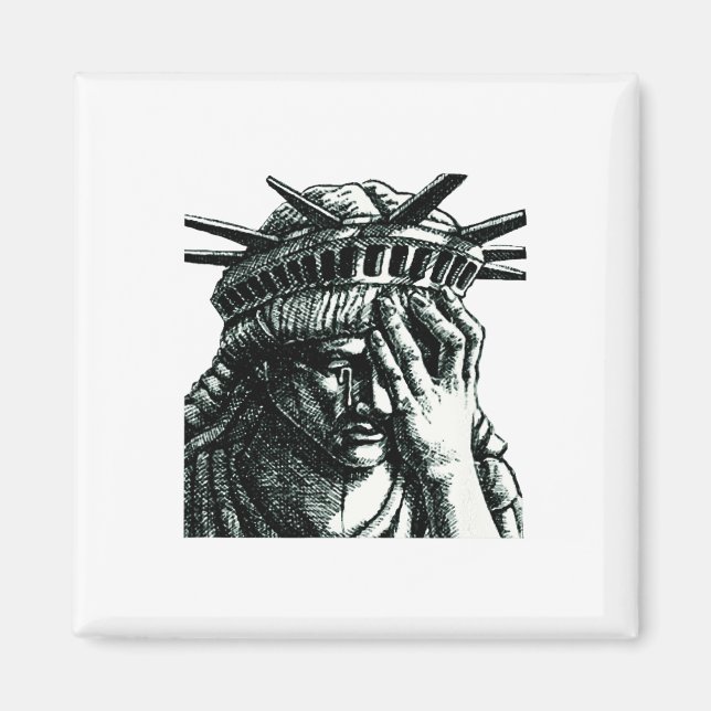 Imán Estatua De La Libertad Llorando Contra Trump No Se (Frente)