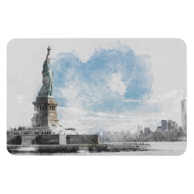 Imán Estatua de la Libertad Magnet Manhattan NYC Waterc (Horizontal)