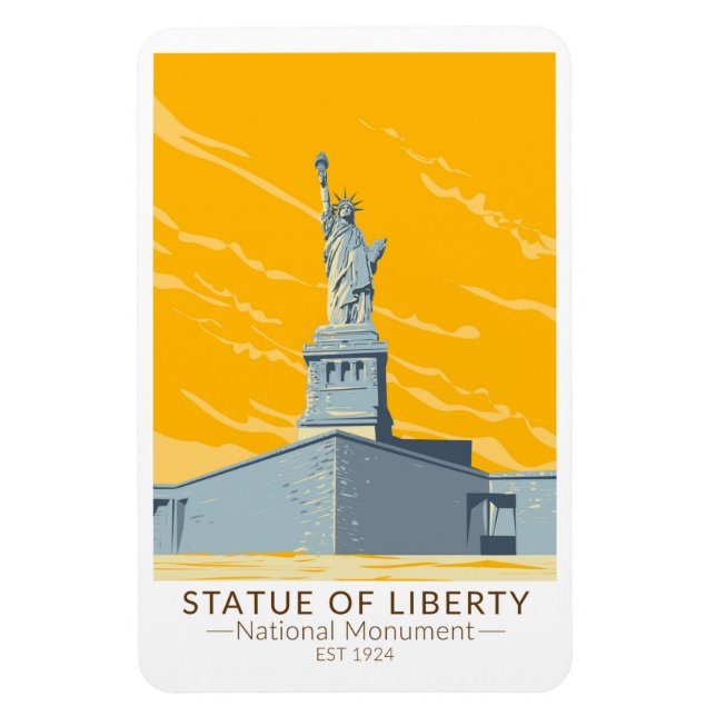 Imán Estatua de la Libertad Monumento Nacional Vintage (Vertical)