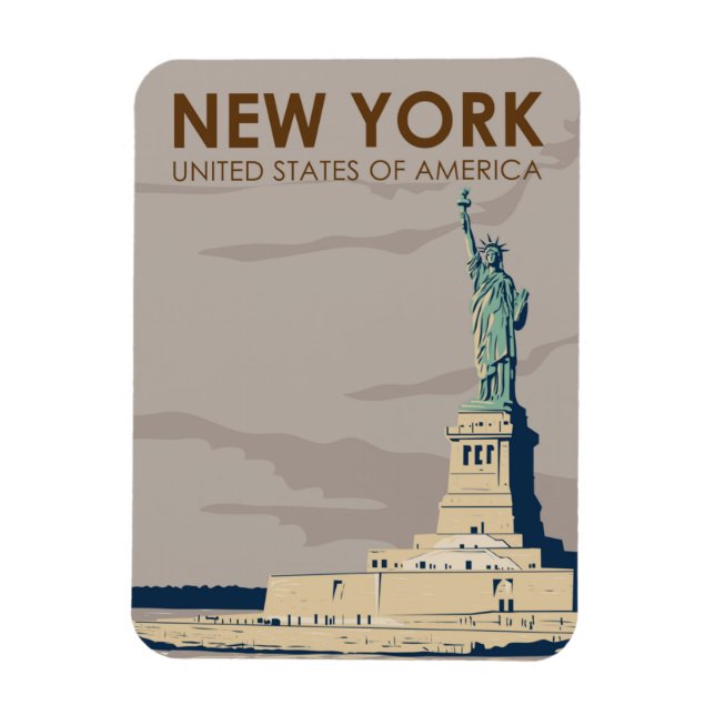Imán Estatua de la Libertad Retro en Nueva York (Vertical)