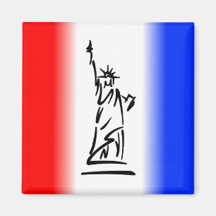Imán Estatua de la libertad rojo franja azul blanca