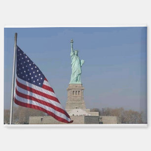Imán Estatua de la Libertad y bandera estadounidense Pa