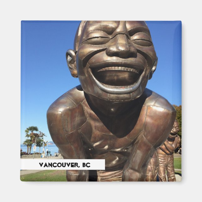 Imán Estatua de la risa Vancouver BC Travel Magnet (Frente)