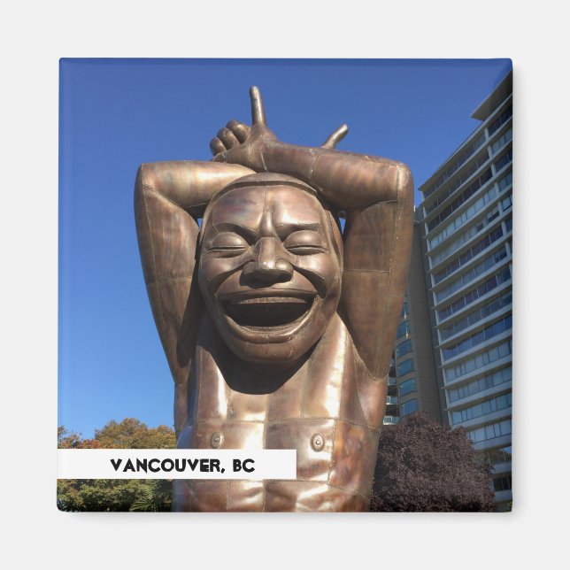 Imán Estatua de la risa Vancouver BC Travel Magnet (Frente)