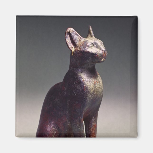 Imán Estatua de un gato con pendientes de oro (Frente)