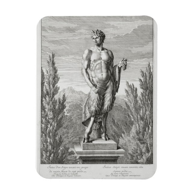 Imán Estatua de un Satyr sosteniendo un montón de uvas, (Vertical)
