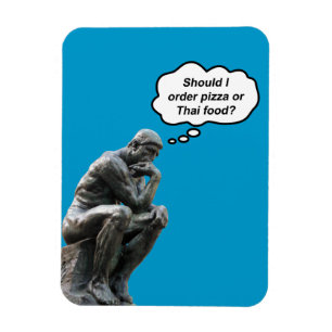 Imán Estatua divertida del pensador de Rodin - ¿Pizza o