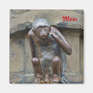 Imán Estatua medieval del mono en la Grand Place de Mon
