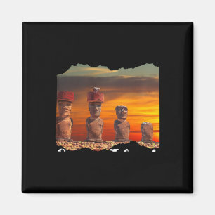 Imán Estatua Moai Isla de Pascua Manga Larga