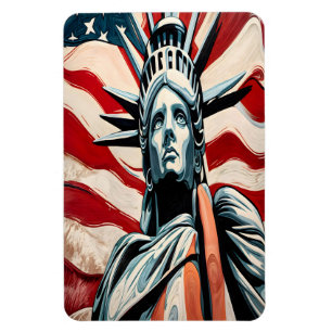 Imán Estatua moderna de la libertad con arte de bandera