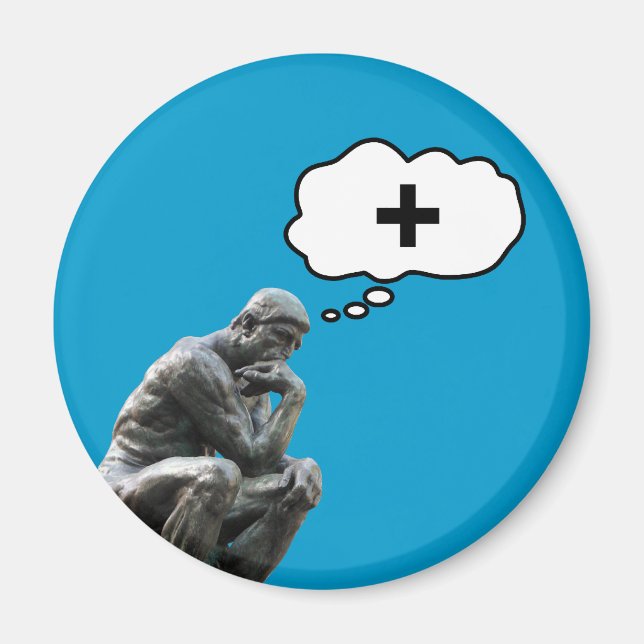 Imán Estatua pensadora de Rodin - Piensa positivamente (Frente)
