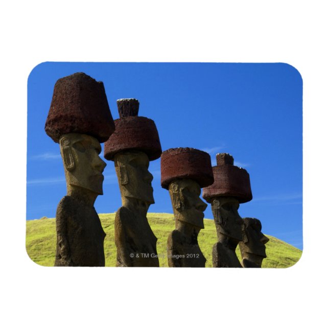 Imán Estatuas culturales, Isla de Pascua, Polinesia (Horizontal)