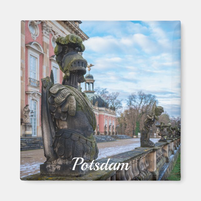 Imán Estatuas de caballero de piedra cerca del palacio  (Frente)