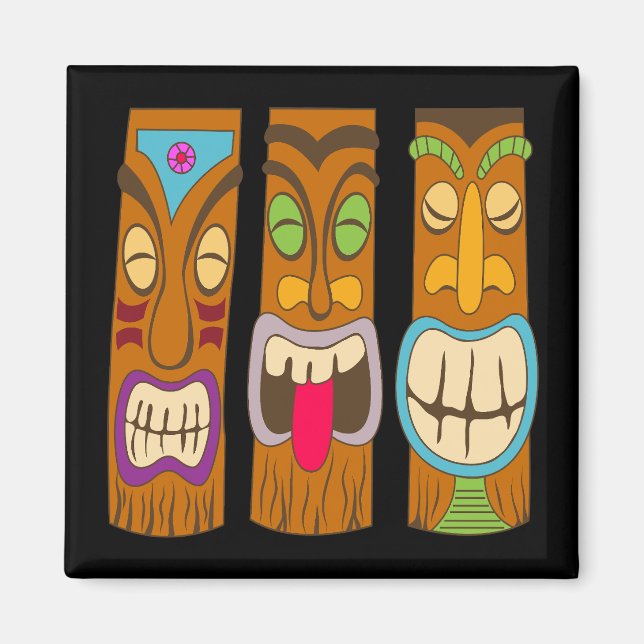 Imán Estatuas felices de Tiki, negro gracioso (Frente)