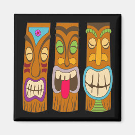 Imán Estatuas Tiki Felices, Negro Divertido