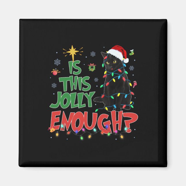 Imán Este alegre es suficiente gato negro merry árbol d (Frente)
