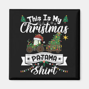Imán Este Es Mi Navidad Pajama Shirt Light Tractor Fa